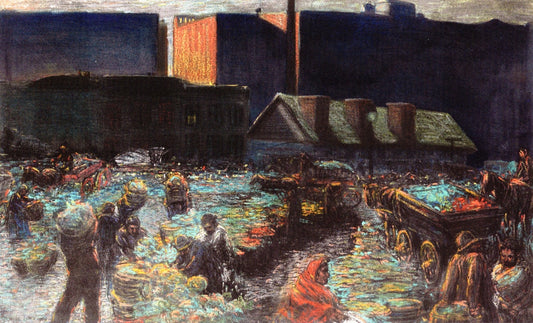 Market at Dawn, vintage artwork by George Luks, 12x8" (A4) Poster