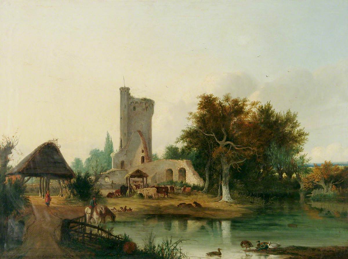 Caister Castle, near Great Yarmouth, Norfolk, vintage artwork by Alfred Stannard, A3 (16x12") Poster Print