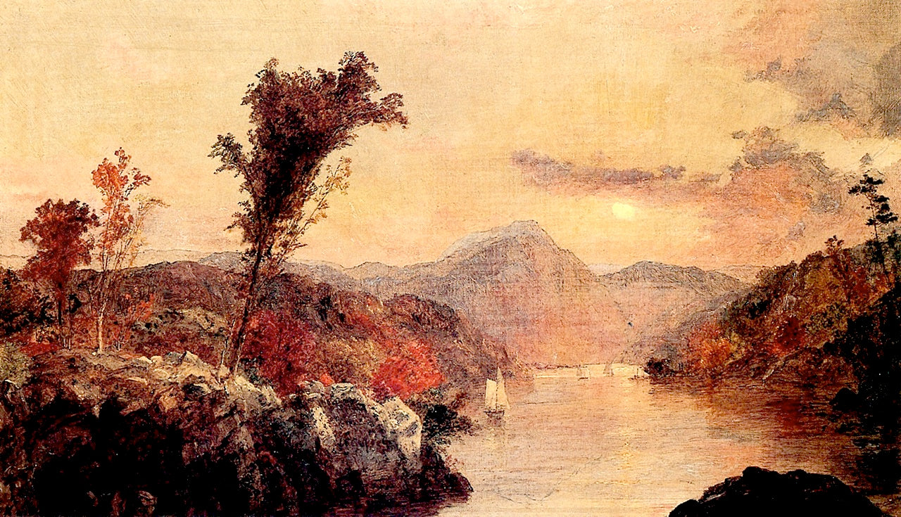 Autumn on the Hudson, vintage artwork by Jasper Francis Cropsey, 12x8" (A4) Poster