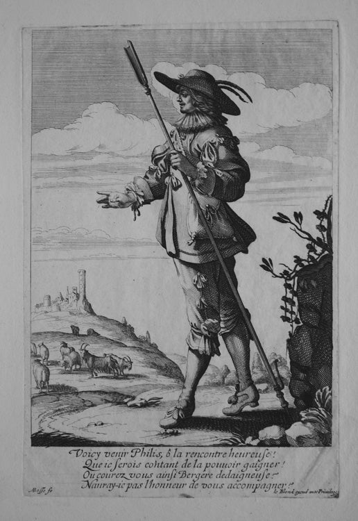 Shepherd Philis, vintage artwork by Abraham Bosse, 12x8" (A4) Poster