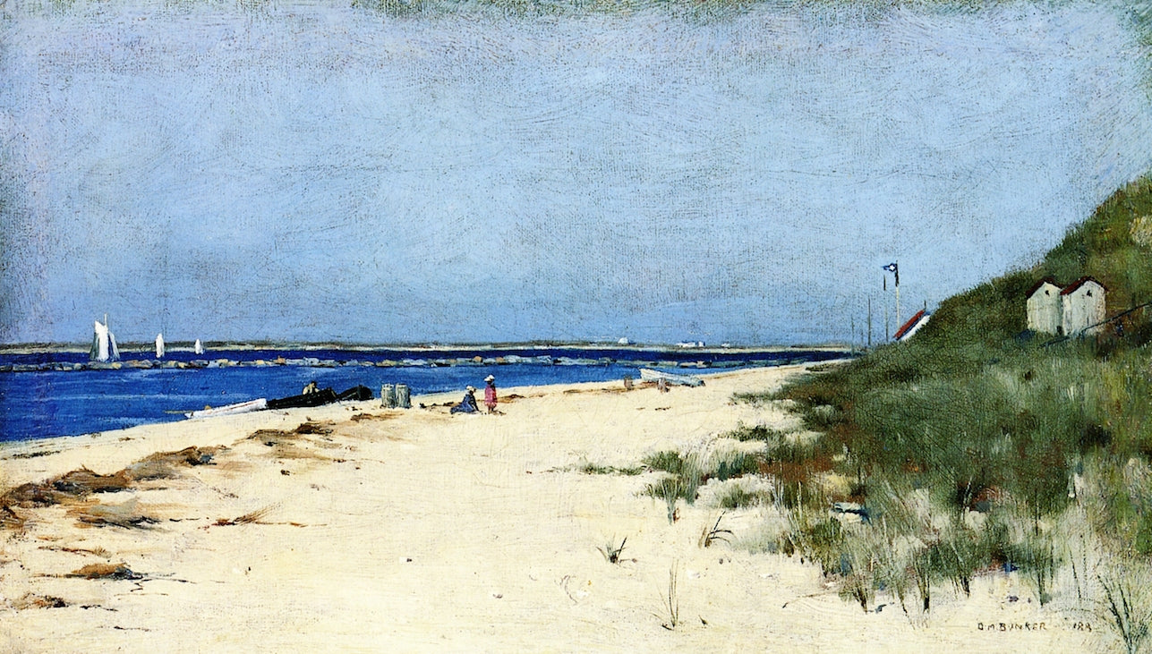 Beach and Dunes, Nantucket, vintage artwork by Dennis Miller Bunker, 12x8" (A4) Poster