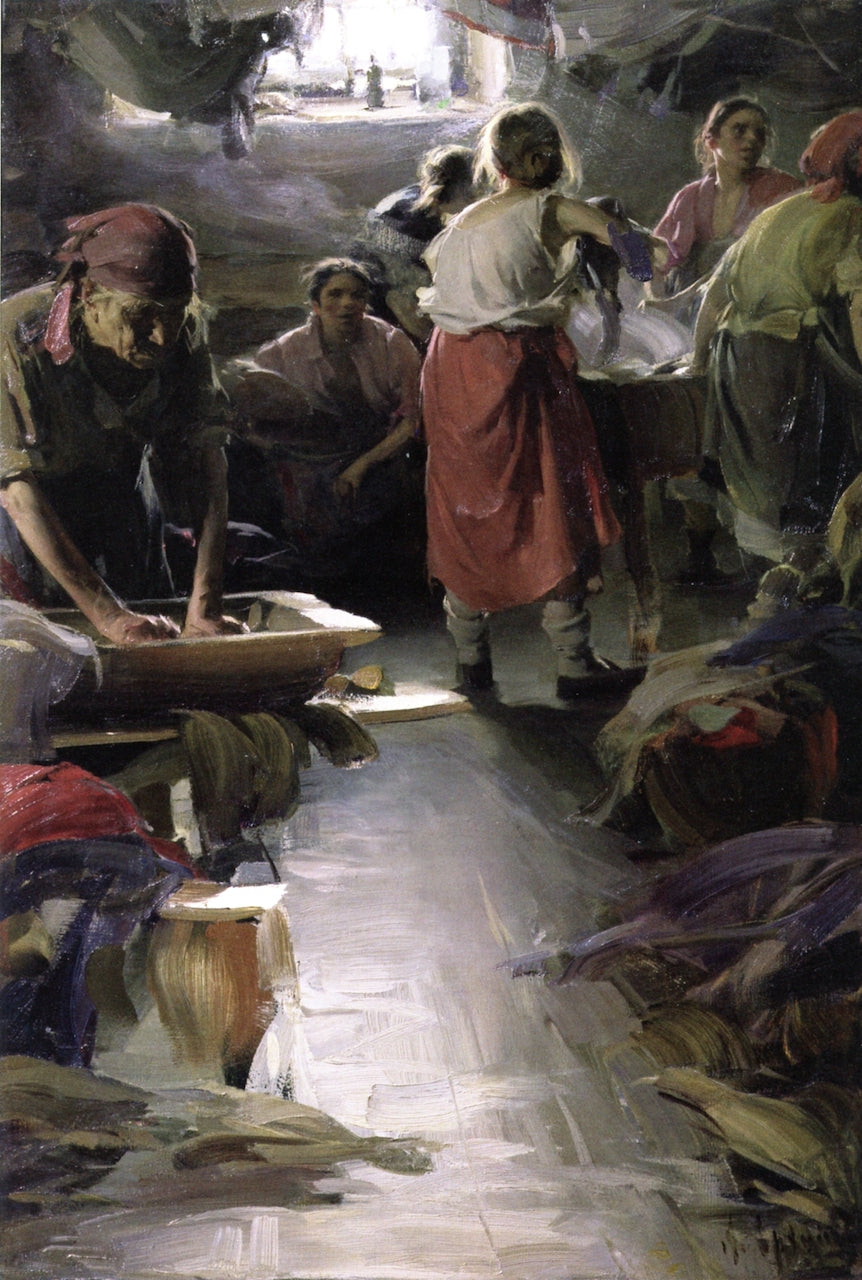 Laundresses, vintage artwork by Abram Efimovich Arkhipov, 12x8" (A4) Poster