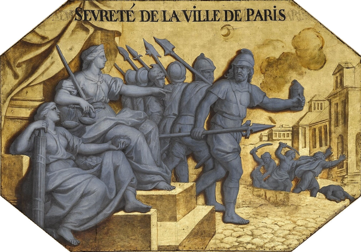 Hall of Mirrors 26 - Police and Safety Established in Paris, vintage artwork by Charles Le Brun, 12x8" (A4) Poster