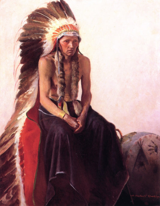 Portrait of a Warrior, vintage artwork by William Herbert Dunton, 12x8" (A4) Poster