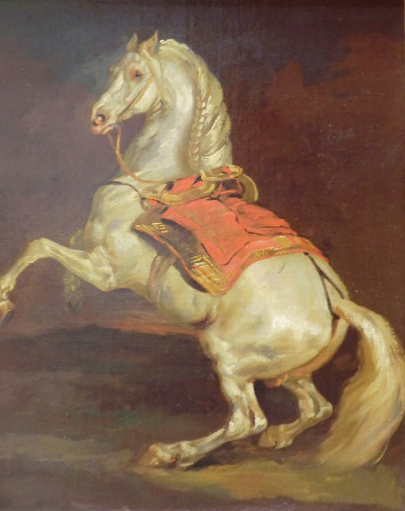 Cheval cabre au tapis de selle rouge, autrefois dit Tamerlan, le cheval de l’Empereur, vintage artwork by Theodore Gericault, 12x8" (A4) Poster