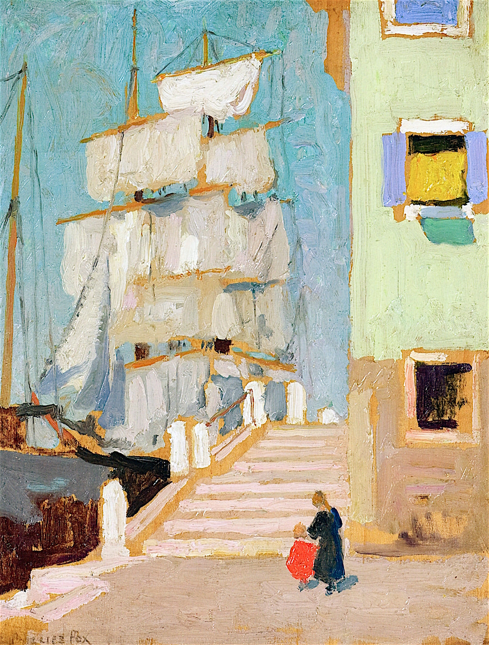 Ship in Sail by Emanuel Phillips Fox,A3(16x12")Poster