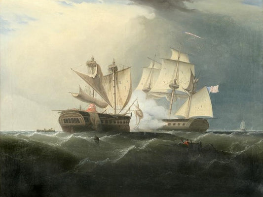 Capture of H.M.S. "Macedonian" by  the U.S. Frigate "United States", vintage artwork by Thomas Birch, 12x8" (A4) Poster