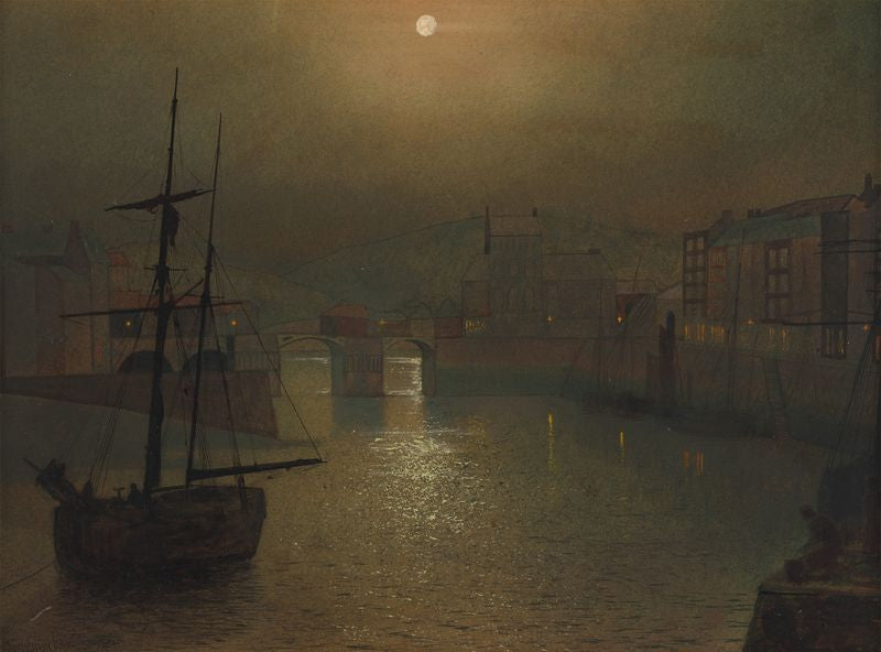 Harbor Scene, vintage artwork by John Atkinson Grimshaw, 12x8" (A4) Poster