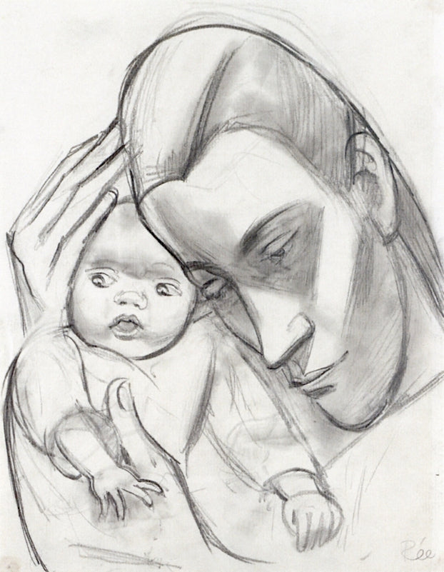 Mother and Child II, vintage artwork by Anita Ree, 12x8" (A4) Poster