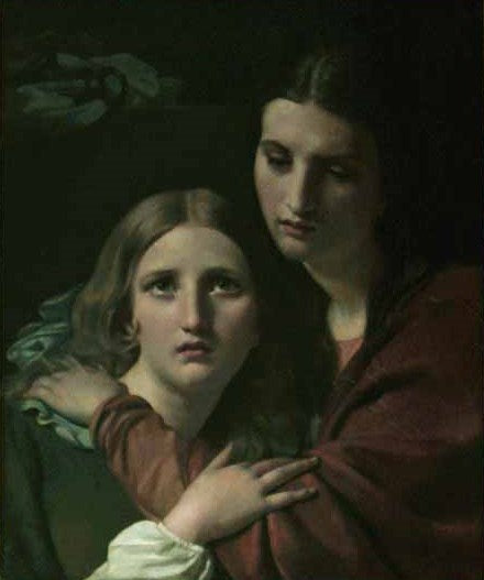 Female Saints in Meditation, vintage artwork by François Joseph Navez, 12x8" (A4) Poster