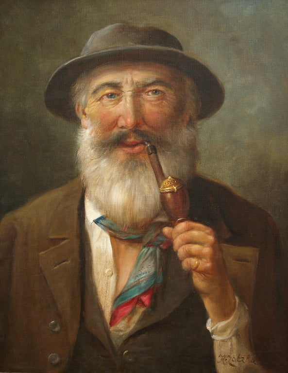Man Smoking Pipe by Hans Zatzka,A3(16x12")Poster