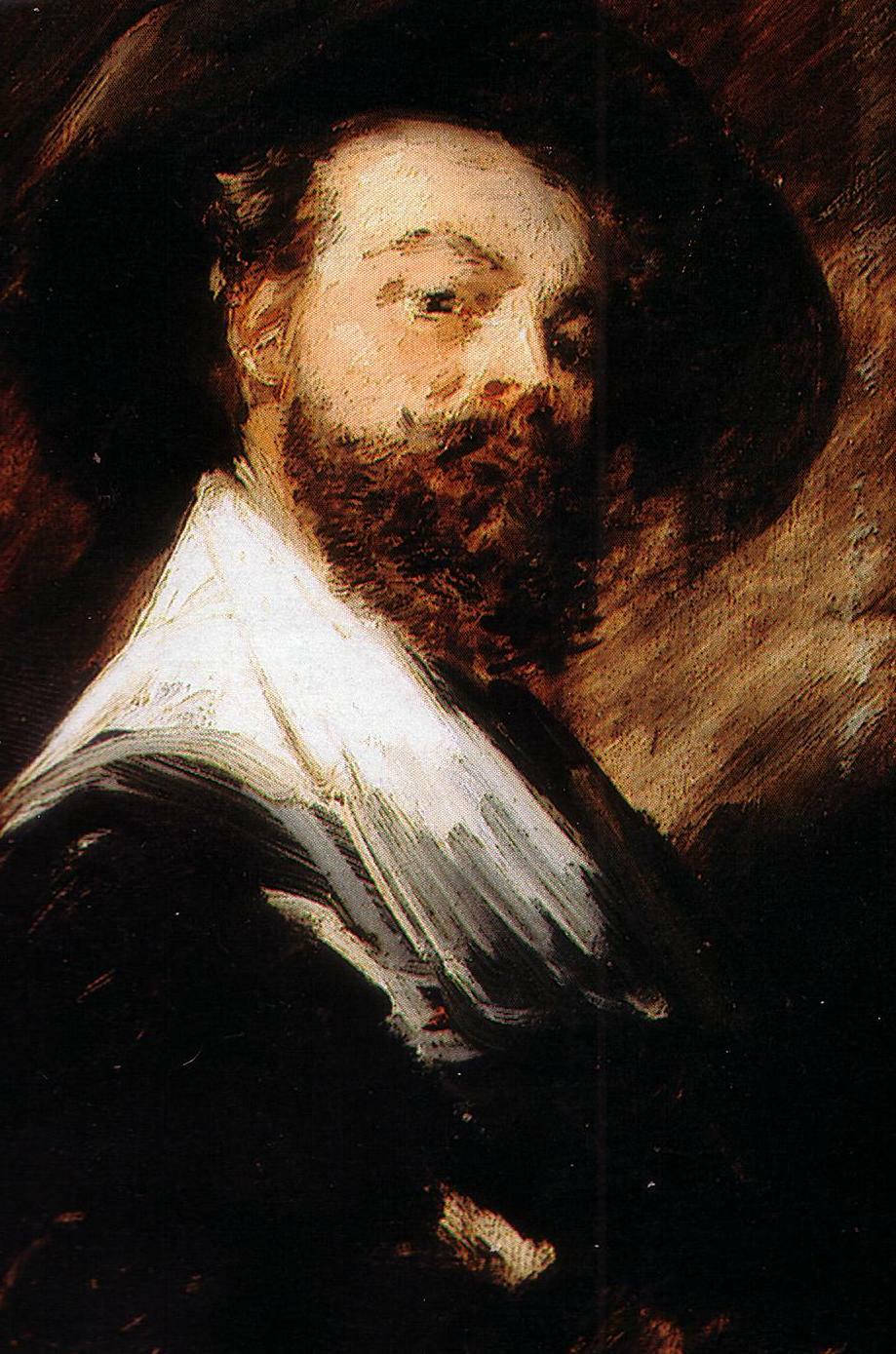 Self-portrait (Detail), vintage artwork by Wilhelm Busch, 12x8" (A4) Poster