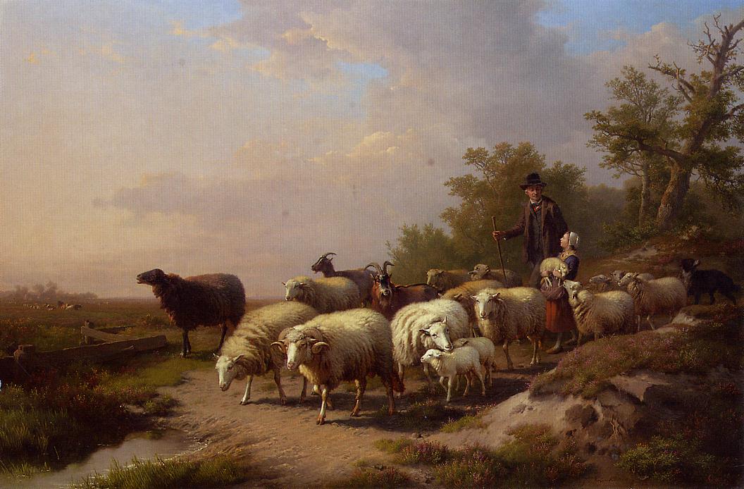 Tending the Flock, vintage artwork by Anton Mauve, 12x8" (A4) Poster