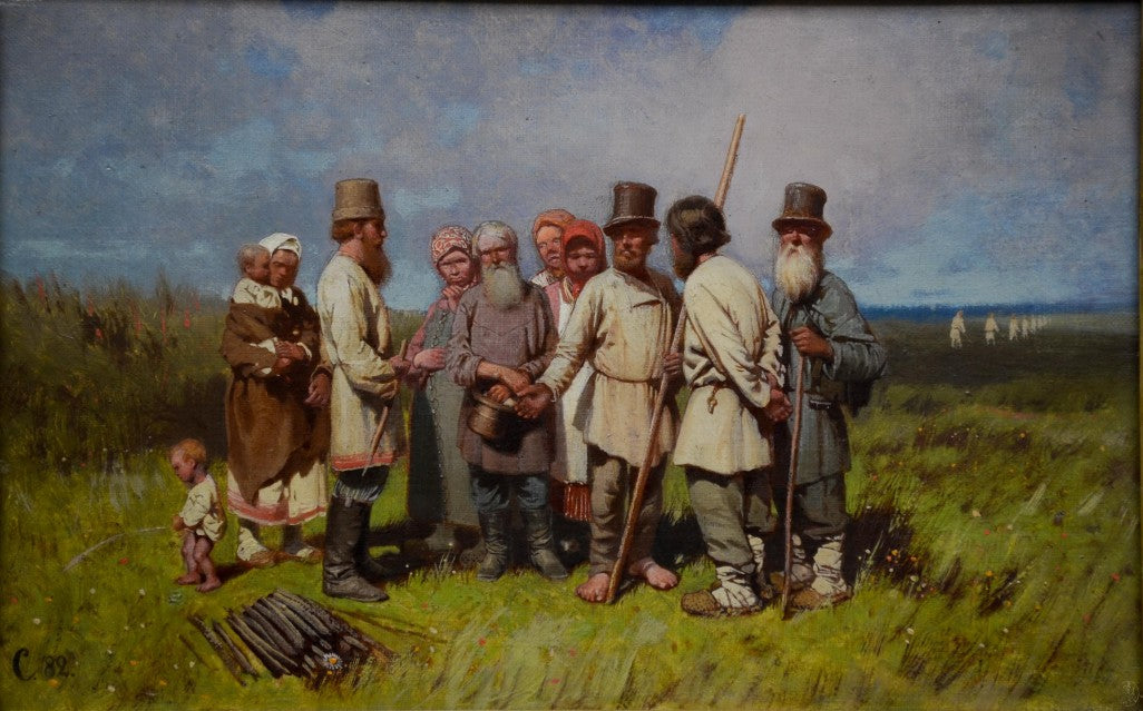 Sur une prairie de fauche, Scène russe, vintage artwork by Petr Sukhodolsky, 12x8" (A4) Poster