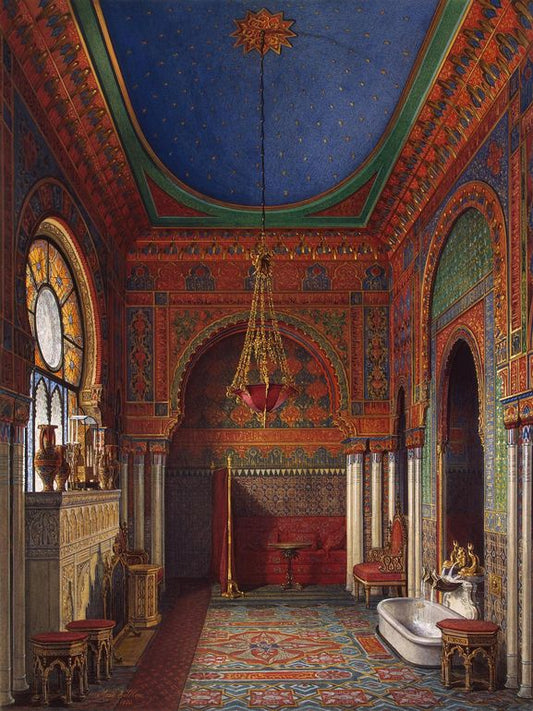 The Bathroom of Empress Alexandra Fedorovna, vintage artwork by Eduard Gau, A3 (16x12") Poster Print