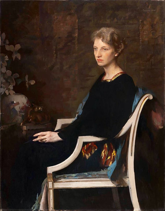 Mrs. Lovering Hathaway (Elizabeth Elfreth), vintage artwork by Edmund Tarbell, 12x8" (A4) Poster