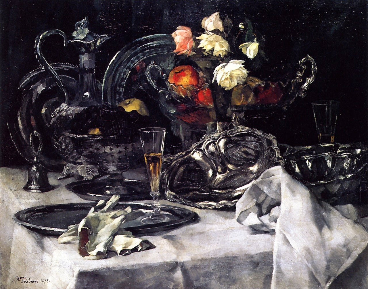 Silver and Roses by Wilhelm Trubner,A3(16x12")Poster