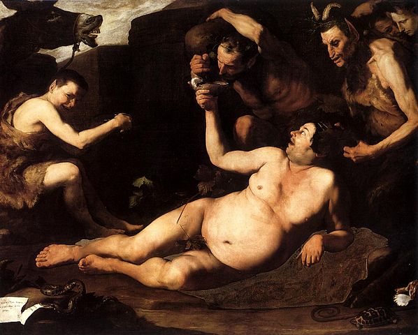 Drunken Silenus, vintage artwork by Jusepe de Ribera, 12x8" (A4) Poster