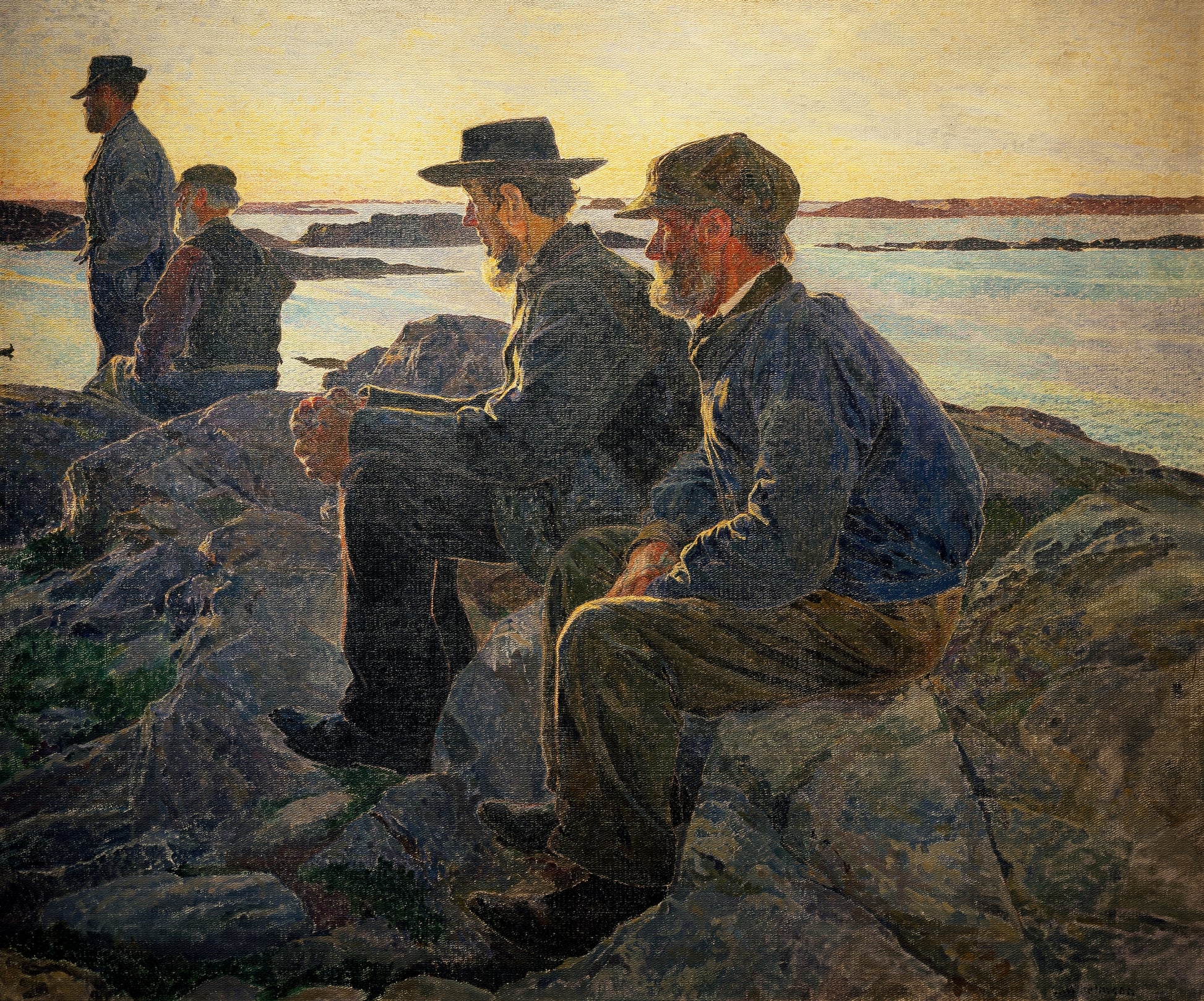 On the Rocks at Fiskebackskil, vintage artwork by Carl Wilhelm Wilhelmson, 12x8" (A4) Poster