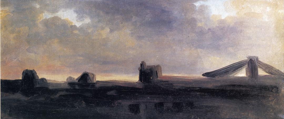 Ruins on a Plain at Twilight, vintage artwork by Pierre-Henri de Valenciennes, 12x8" (A4) Poster