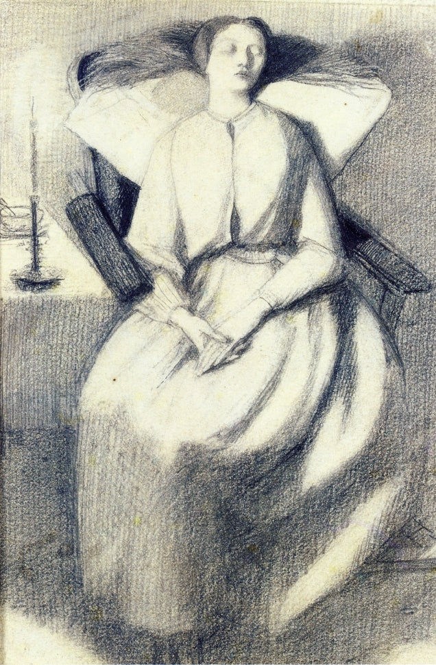 Elizabeth Siddal Seated in a Chair, vintage artwork by Dante Gabriel Rossetti, 12x8" (A4) Poster