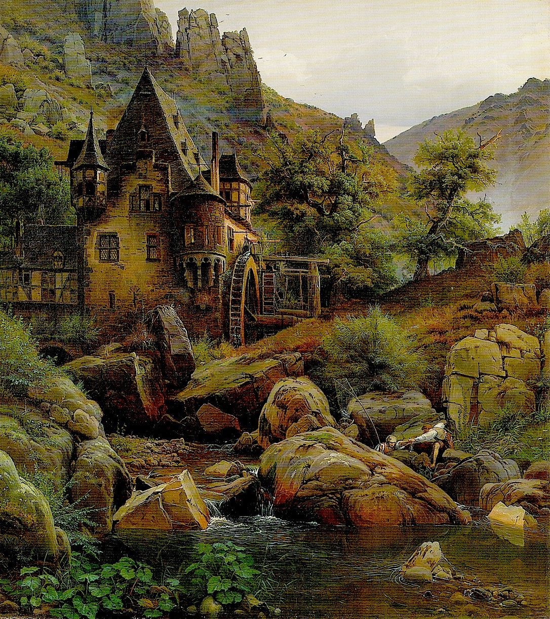 Landscape with a Watermill in Morgenbachtal, vintage artwork by Eduard Wilhelm Pose, A3 (16x12") Poster Print