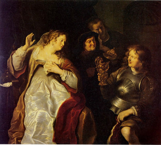 Sophonisba Receiving the Cup of Poison, vintage artwork by Salomon Koninck, 12x8" (A4) Poster