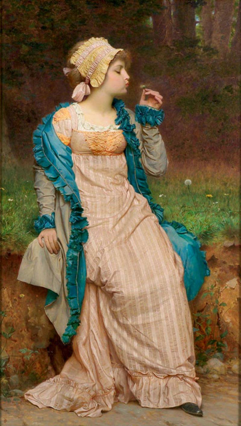 He Loves Me, He Loves Me Not, vintage artwork by Charles Edward Perugini, 12x8" (A4) Poster