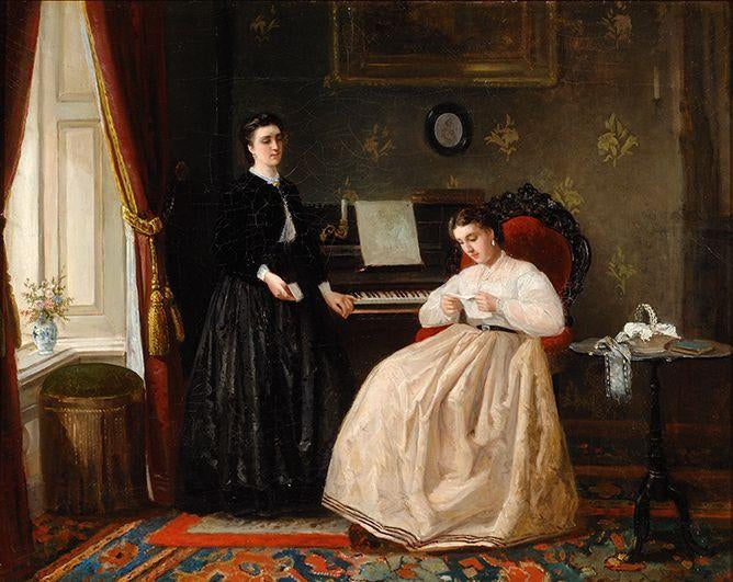 Reading Aloud the Letter, vintage artwork by Jan Antoon Neuhuys, 12x8" (A4) Poster