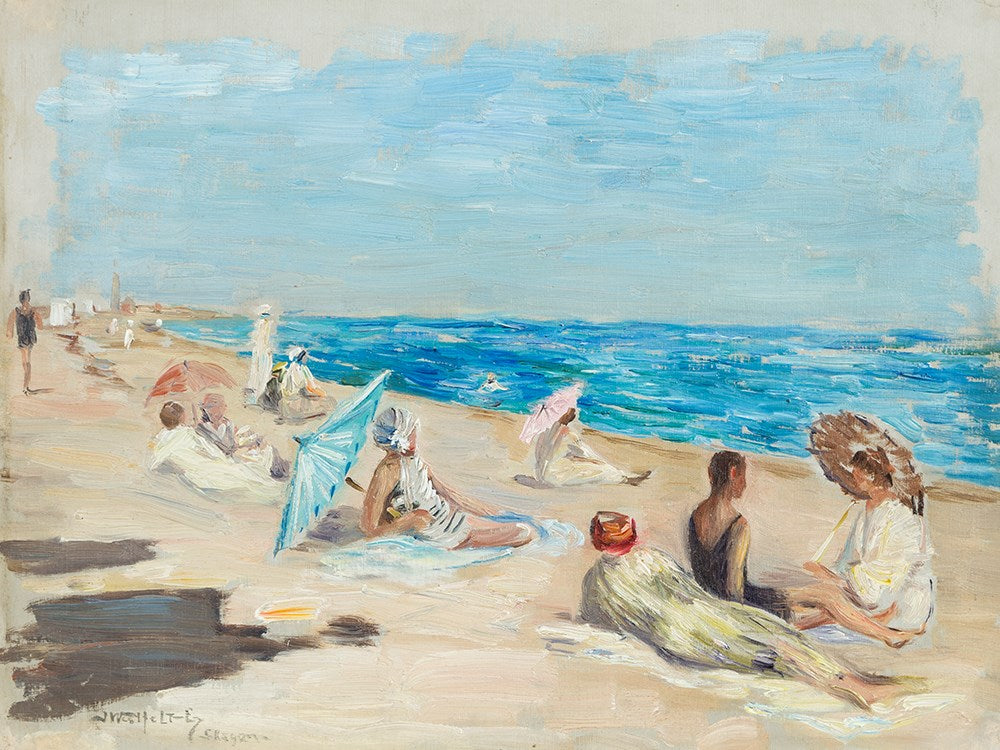 Bathers in Skagen, vintage artwork by Ingeborg Westfelt-Eggertz, 12x8" (A4) Poster