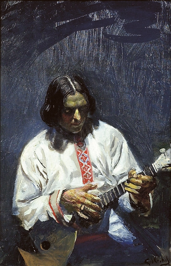 Ivan Wolkof with balalaika by Christian Krohg,A3(16x12")Poster