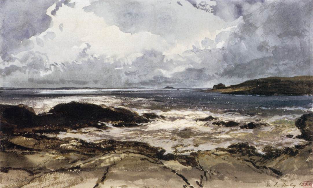 Rocks at Saint-Malo, vintage artwork by Eugène Isabey, A3 (16x12") Poster Print