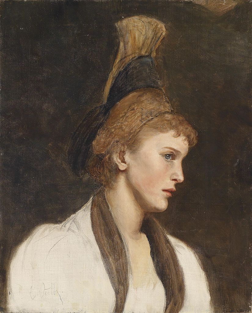 Woman in profile with gold cap by Eduard Veith,A3(16x12")Poster