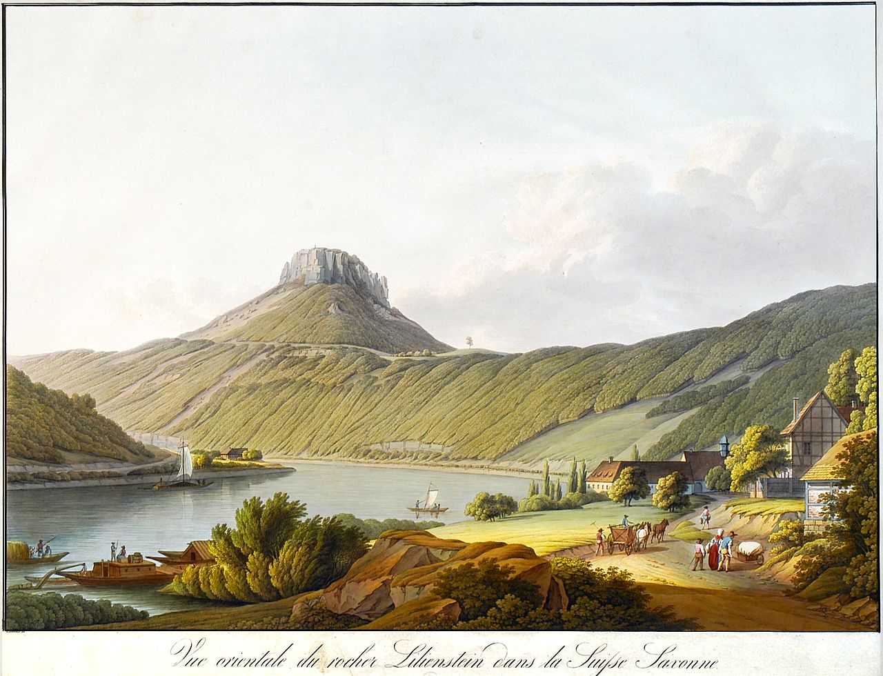 Lilienstein Ostseite, vintage artwork by Christian Gottlob Hammer, 12x8" (A4) Poster