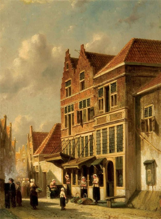 View of Delft Street, vintage artwork by Petrus Gerardus Vertin, A3 (16x12") Poster Print