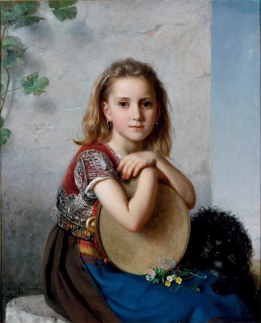 Portrait of a young gypsy girl, vintage artwork by Adele Kindt, A3 (16x12") Poster Print