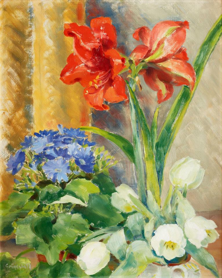 Still life with Amaryllis by Isaac Grünewald,16x12(A3) Poster