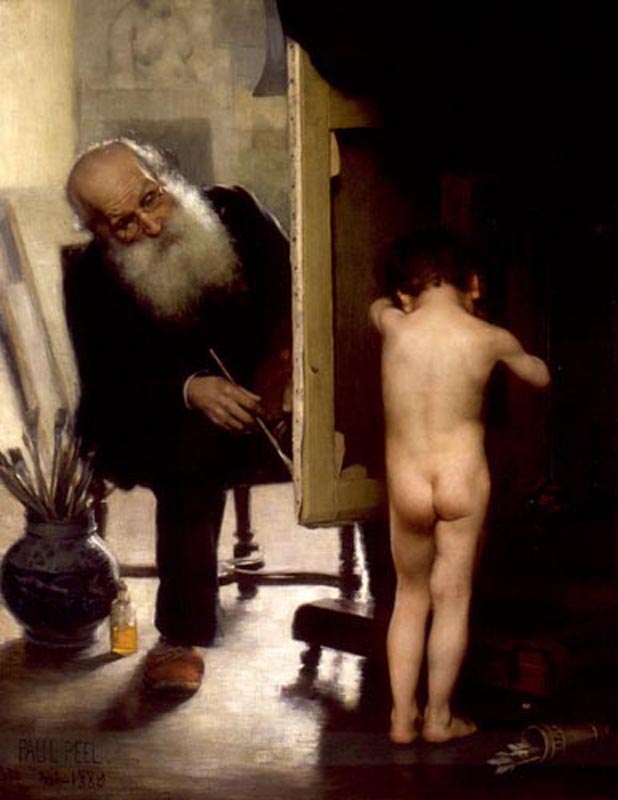 The Modest Model, vintage artwork by Paul Peel, 12x8" (A4) Poster