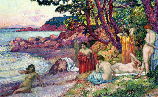 Bathers at Cap Benat, vintage artwork by Theo van Rysselberghe, 12x8" (A4) Poster