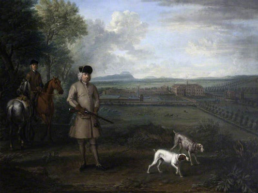 Bowater Vernon with Hanbury Hall and Its Formal Garden, vintage artwork by John Wootton, 12x8" (A4) Poster