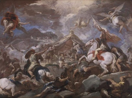 The Discovery of the Body of Holofernes, vintage artwork by Luca Giordano, 12x8" (A4) Poster