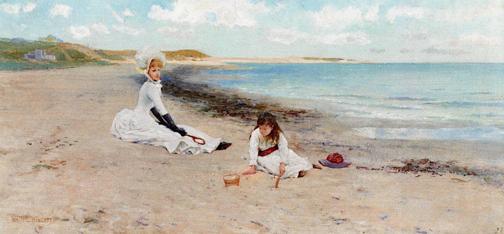Nantucket Beach, Idle Hours, vintage artwork by William Henry Lippincott, 12x8" (A4) Poster