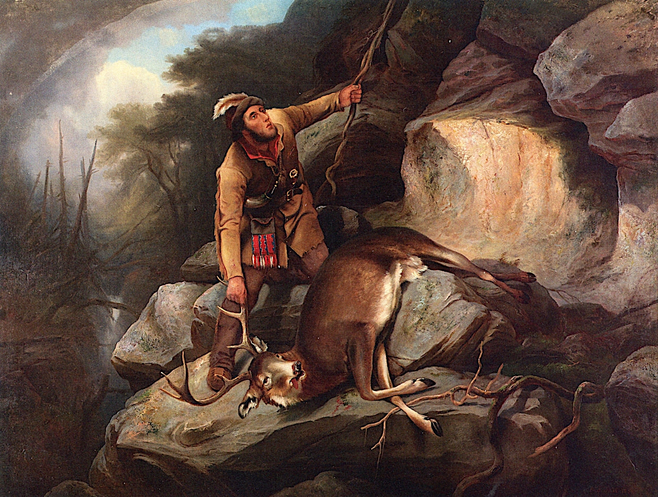 The Hunter's Dilemma, vintage artwork by Arthur Fitzwilliam Tait, A3 (16x12") Poster Print