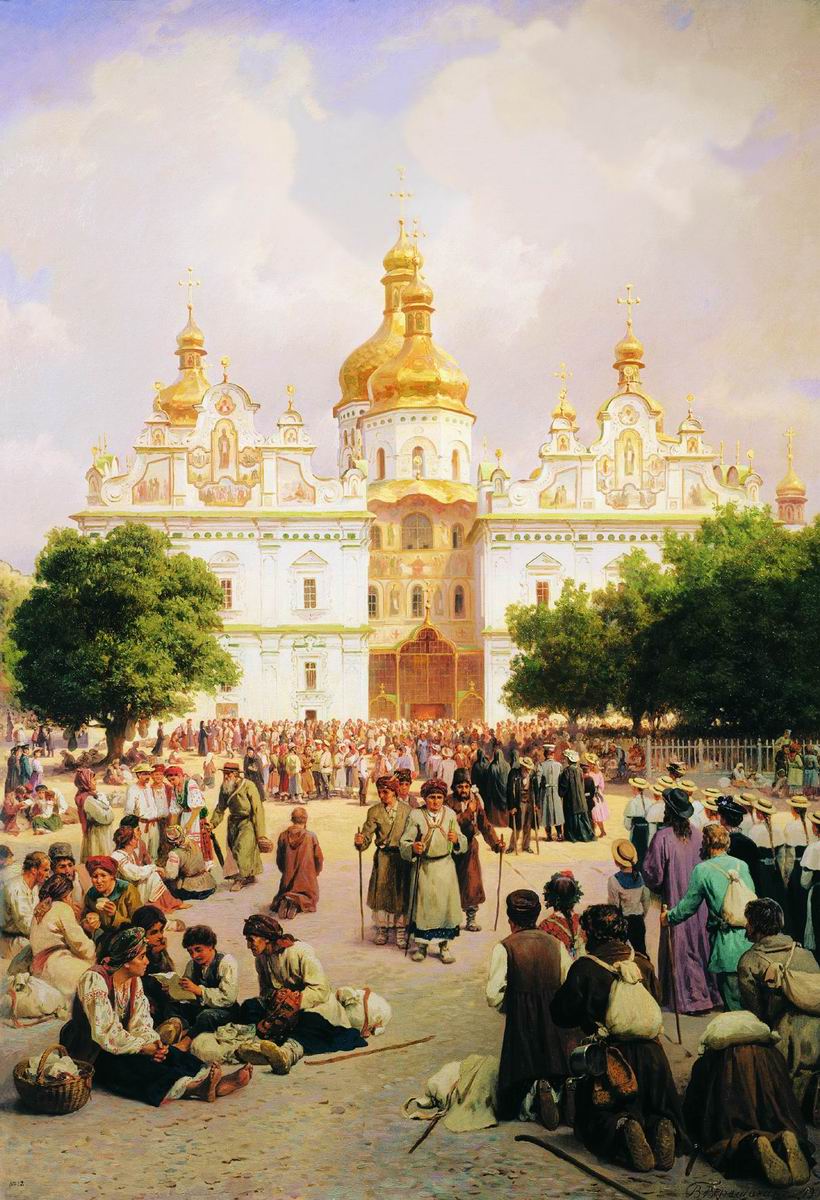 Kiev Monastery of the Caves, vintage artwork by Vasily  Petrovich Vereshchagin, 12x8" (A4) Poster