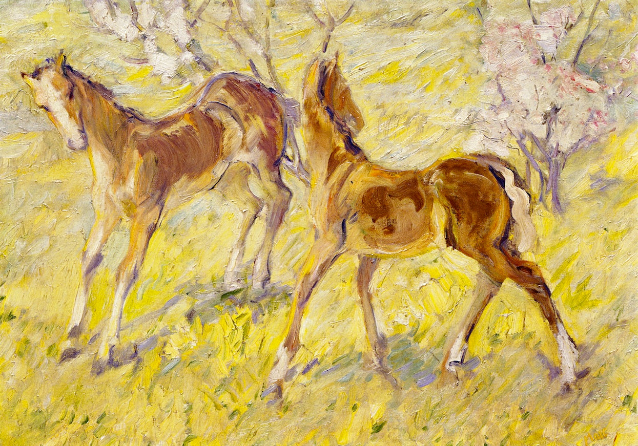 Foals at Pasture by Franz Marc,16x12(A3) Poster