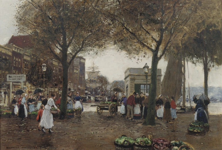 The Vegetable Market by Heinrich Hermanns,A3(16x12")Poster