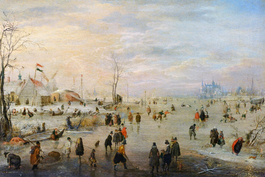 Enjoying the Ice, vintage artwork by Hendrick Avercamp, 12x8" (A4) Poster