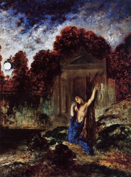 Orpheus at the Tomb of Eurydice, vintage artwork by Gustave Moreau, 12x8" (A4) Poster