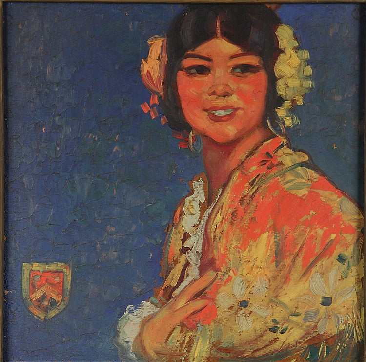 Exotic Beauty in Kimono by Attributed to Theodore Wores,A3(16x12")Poster