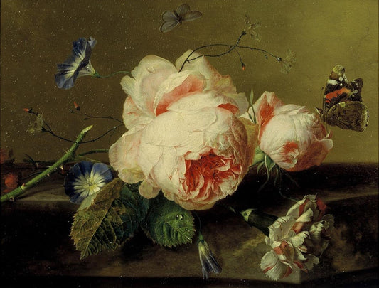 Still Life with Blossom, vintage artwork by Jan van Huysum, 12x8" (A4) Poster